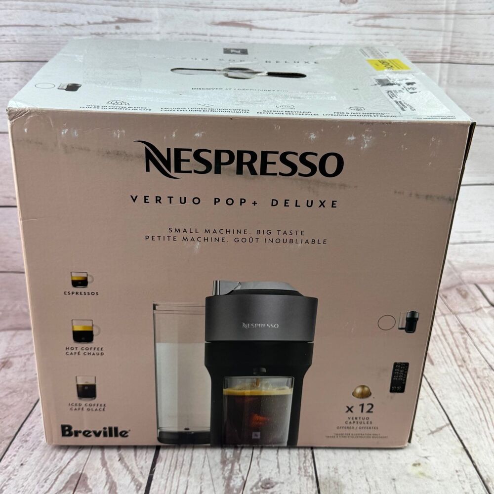 Nespresso Vertuo Pop+ Deluxe Coffee Maker 5 Cup Sizes 1500W Black